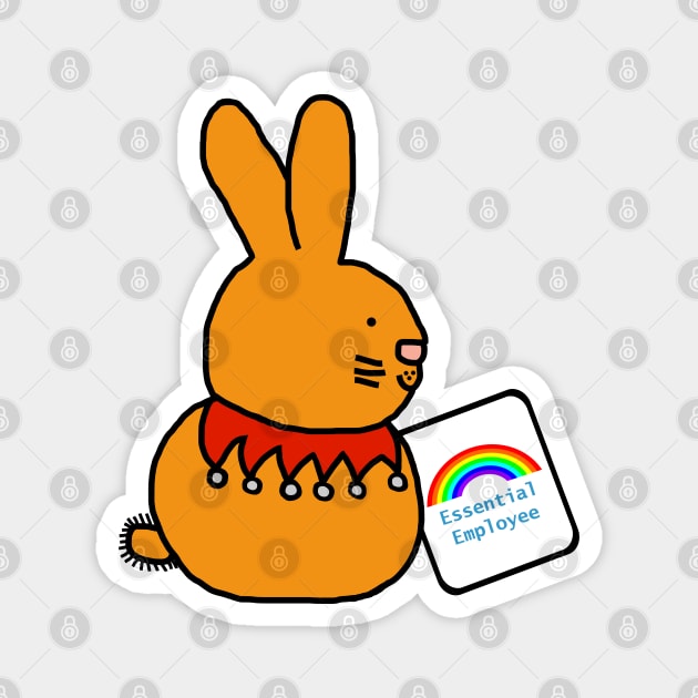 Essential Employee Bunny Rainbow Magnet by ellenhenryart