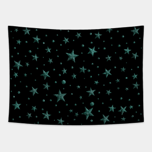 blue stars galaxy universe cosmic starry pattern black mask elegant glamour design Tapestry