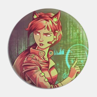 Cyberpunk Fox Girl Pin