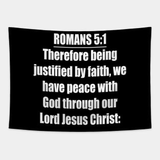 Romans 5:1 King James Version (KJV) Bible Verse Typography Tapestry