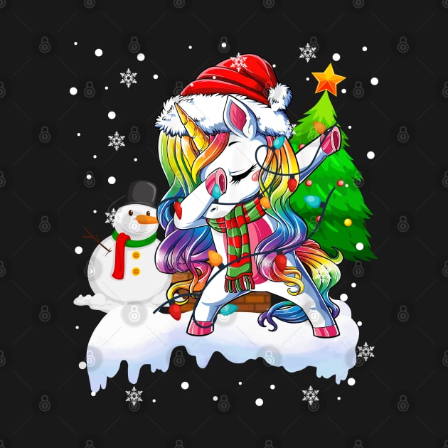 Dab Dance Unicorn Funny Christmas Lights Dabbing Unicorn Snowman Xmas by springins