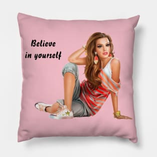 Good saying believe in yourself beautiful drawing for youth Pillow