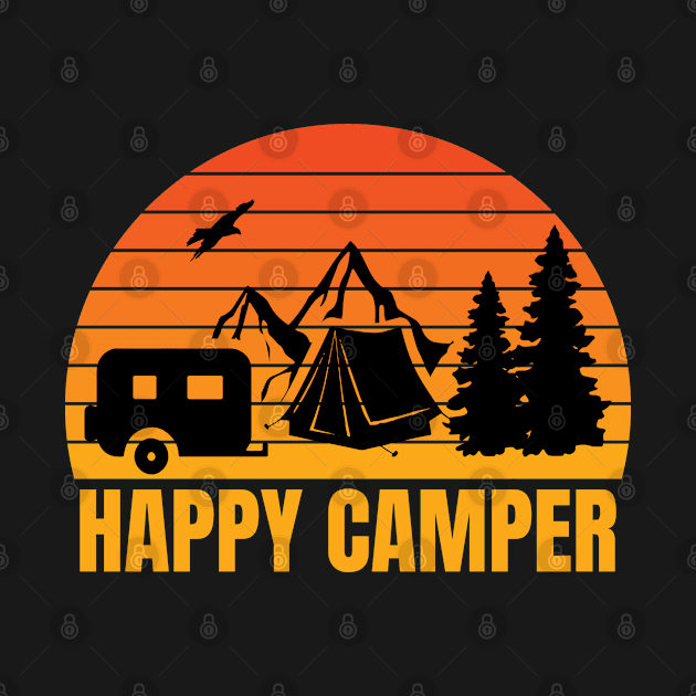 Happy Camper Retro Sunset by Whimsical Frank