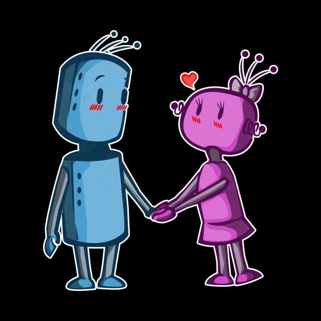 Cute Robot Love Nerd Heart Valentines Day Gift by Shirtglueck