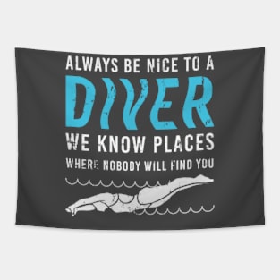 Always Be Nice Scuba Diving Diver Snorkeling Tapestry