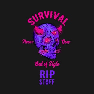 Survival Horned Neon Skull T-Shirt