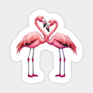 Valentine Cartoon Flamingo Couple Magnet