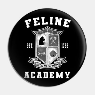 Feline Academy BW Pin