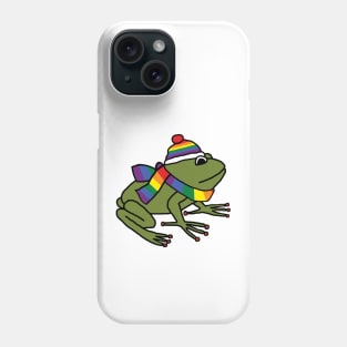 Cute Frog and Rainbow Pride Flag Hat and Scarf Phone Case