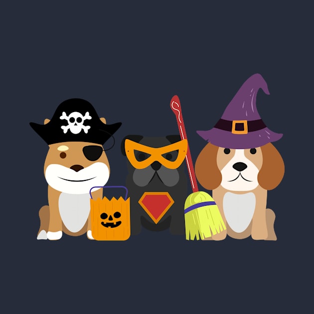 Three cute dogs Halloween design by SimpliciTShirt