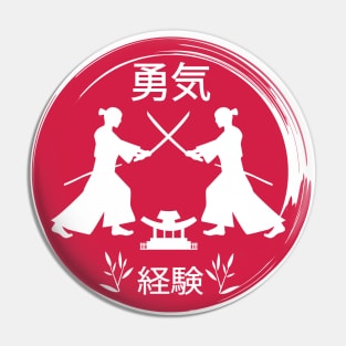 Japanese samurai fighting in a red circle, Japanese art Pin