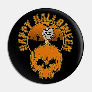 Happy Halloween- Skull Pumpkin design Pin