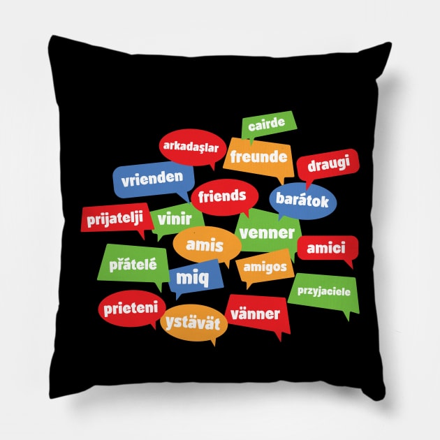 Social Media Theme: Multilingual Friends Pillow by jazzworldquest