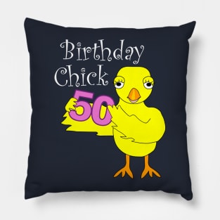 50th Birthday Chick White Text Pillow