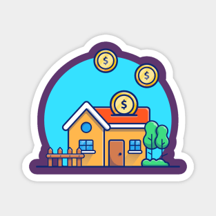 House with Gold Money Cartoon Magnet