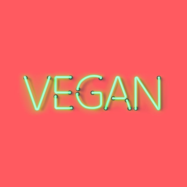 VEGAN in glowing green plant based Neon sign by wholelotofneon