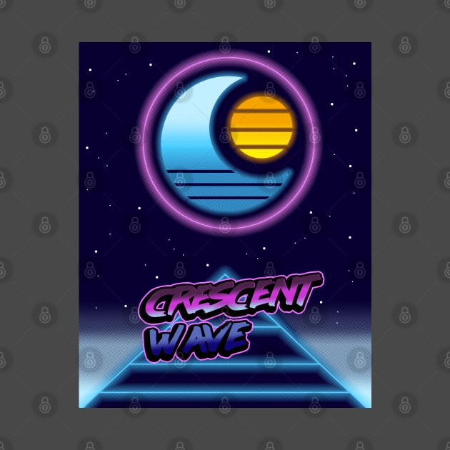 Retrowave Crescent Moon by VixenwithStripes