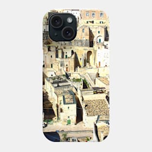 View from above at the streets of Matera Phone Case