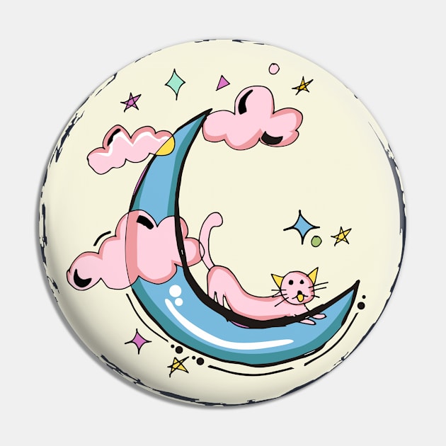 Moon and Cat Pin by herubintang