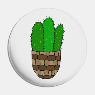 Cute Cactus Design #153: Mexican Pincushion Cactus In A Basket Pot Pin