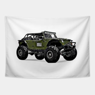 Wrangler Truck Cartoon Tapestry