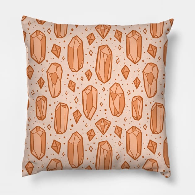 Peach Fuzz Crystals and Gemstones Pillow by rnmarts