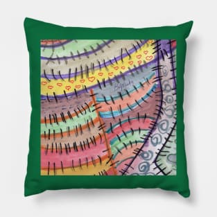 Patchwork handpainted art Pillow