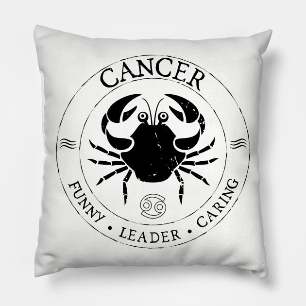 Cancer Zodiac Birthday Star Sign Zodiac Gift Pillow by atomguy