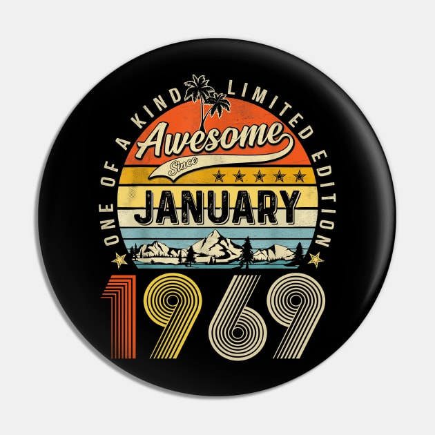 Awesome Since January 1969 Vintage 54th Birthday Pin by Tagliarini Kristi