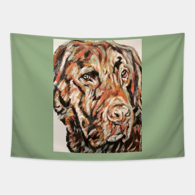 chocolate Labradore retriever dog Tapestry by Jeneralarts