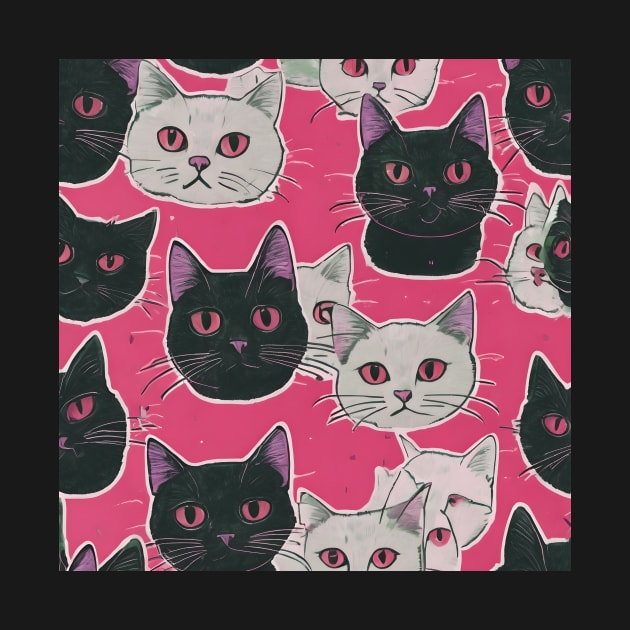 Black And White Cats Pattern by vanityvibes