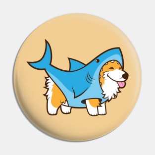 Corgi in a Shark Suit Pin