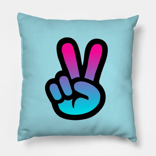 Tie Dye Peace Hand Sign Pillow by Trent Tides