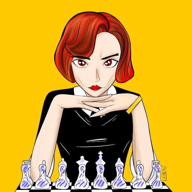 Beth the queen’s gambit in chessmaster Yellow.  Variant Kids T-Shirt by jorge_lebeau