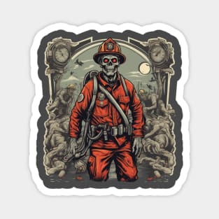 Zombie firefighter halloween wasteland graphic Magnet