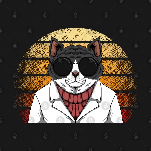 cat fashion sunset retro by Mako Design 