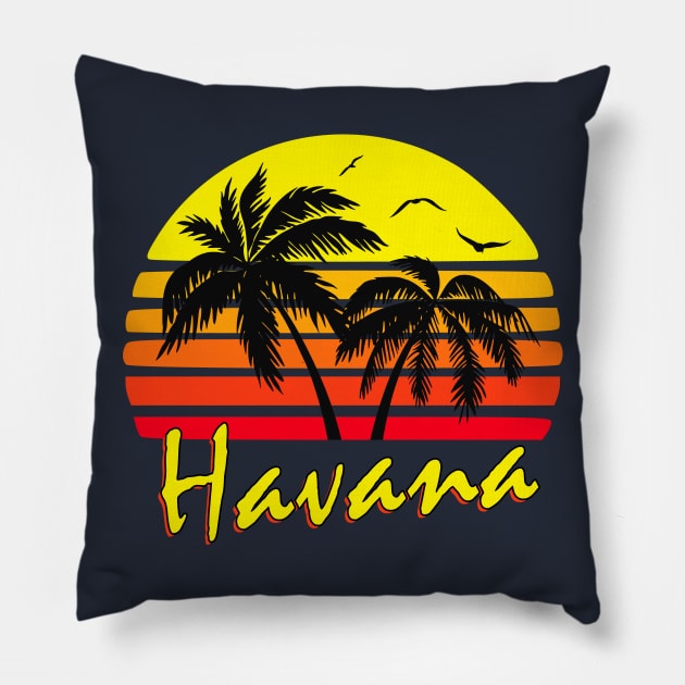 Havana Tropical Sunset Pillow by Nerd_art