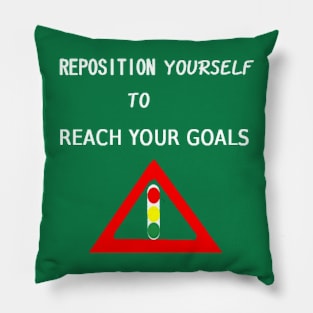 Reposition Yourself Illustration on Green Background Pillow