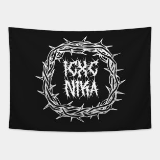 Death Metal Crown Of Thorns ICXC NIKA Jesus Christ Conquers Tapestry