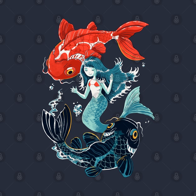 Little Mermaid and Koi Fish by ppmid