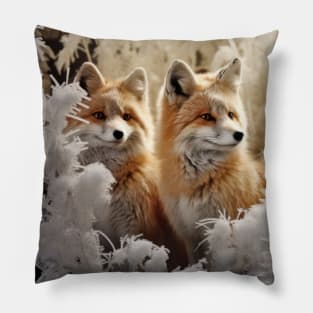 Fox Animal Wildlife Wilderness Colorful Realistic Illustration Pillow