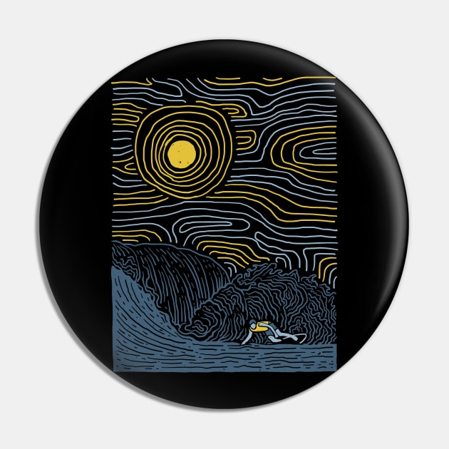 Surf Line Pin by quilimo