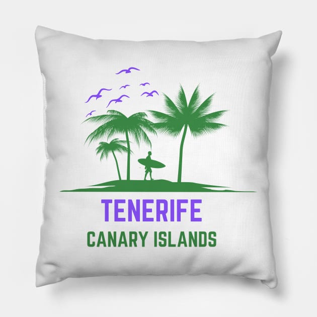 Tenerife Beach Canary Islands Pillow by bougieFire