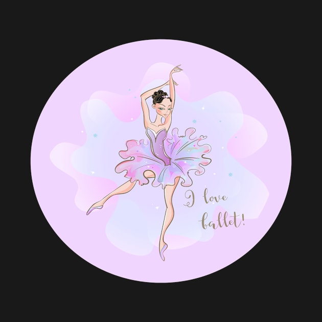 I Love Ballet Pink & Purple Dancing Ballerina by Prairie Ridge Designs