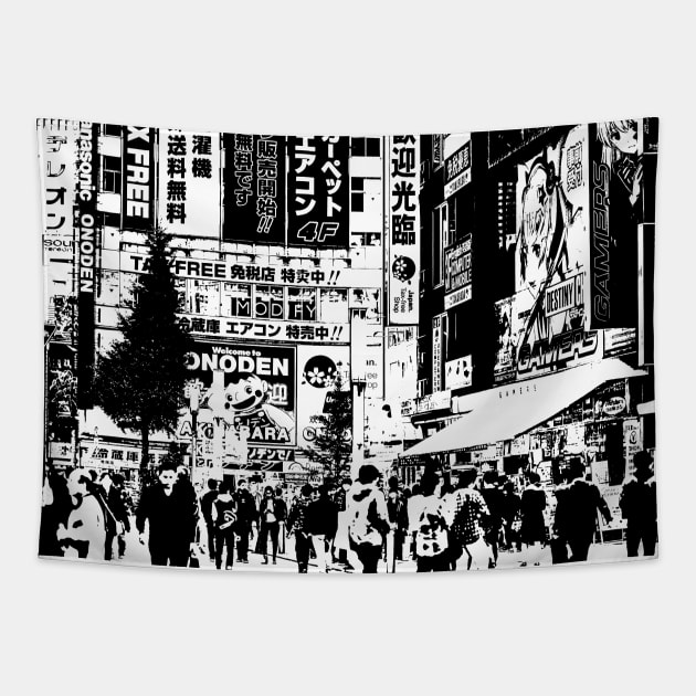 Manga Panel - Akihabara (秋葉原) Chiyoda Tokyo Tapestry by Neon Bang Bang