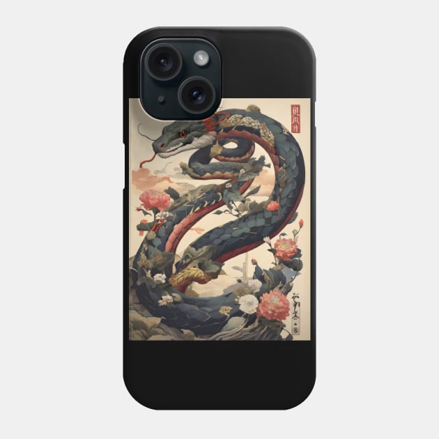 Japanese snake ukiyo e art Phone Case by Spaceboyishere