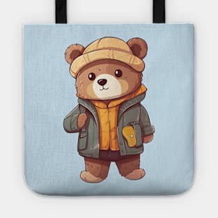 A cute teddy bear wearing street fashion Tote