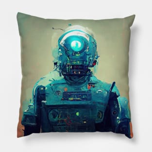 Robot in cyberpunk style Pillow