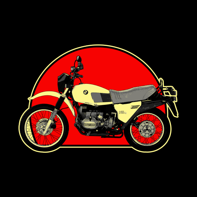 1980 BMW R 80 G-S Retro Red Circle Motorcycle by Skye Bahringer
