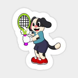 Dog at Tennis with Tennis racket Magnet